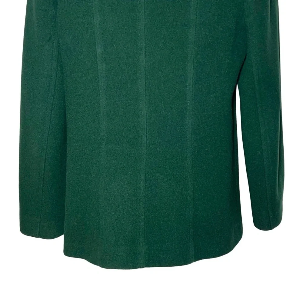 Preston & York Wool Coat in Rich Green with Pockets, Full Zip, & Hood, Small - Picture 13 of 15